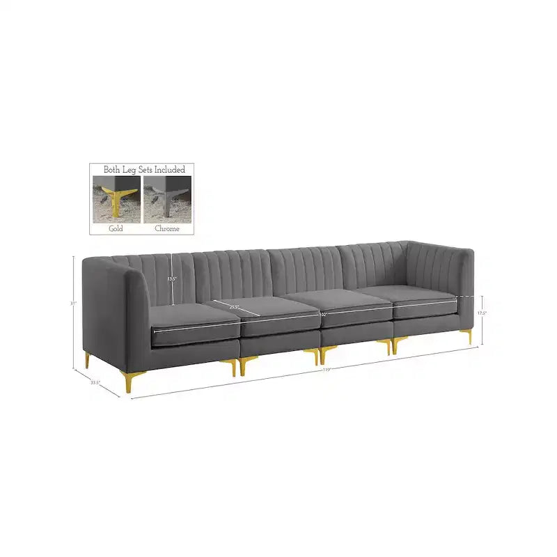 Meridian Furniture,Alina Velvet Modular Sofa