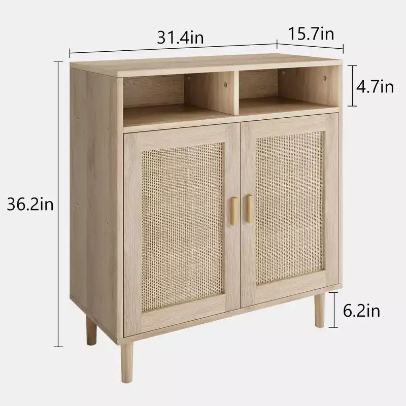 COZONY Rattan Sideboard Buffet Cabinet with 2 Doors Modern Accent Storage Console Table for Dining Room, Entryway & Coffee Bar, Natural