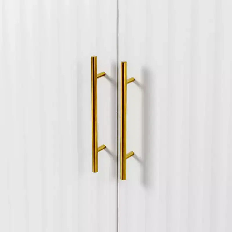 Homy Casa Modern White Accent Cabinet with Fluted Doors and Gold Metal Legs, Storage Sideboard for Living Room