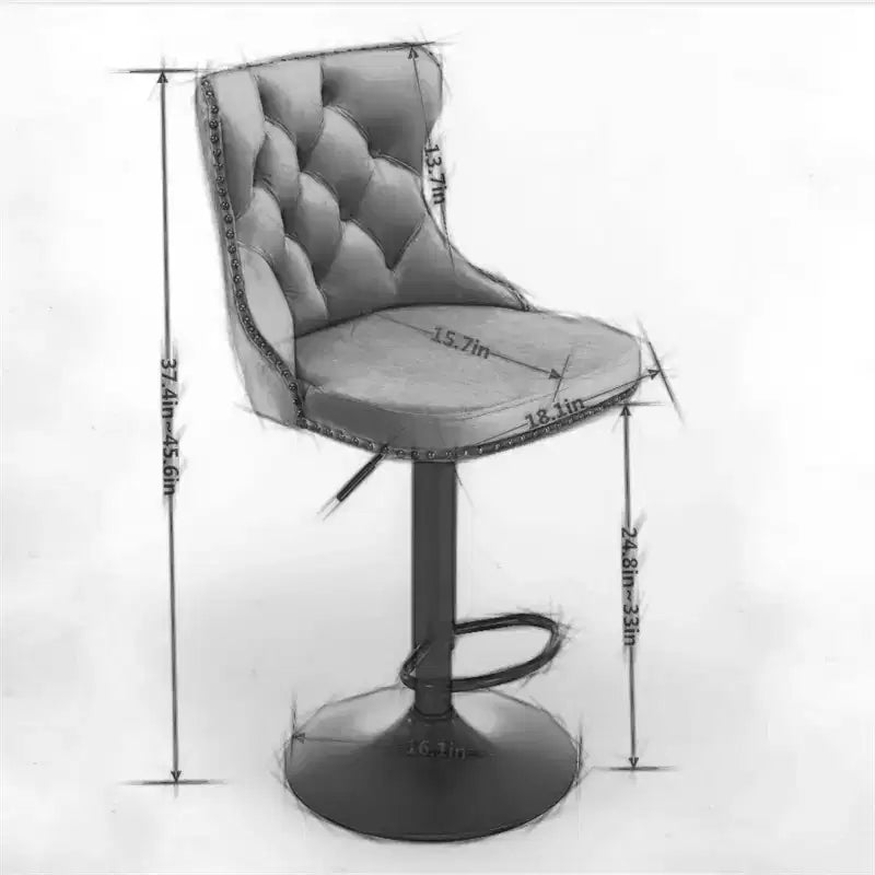 Bar Stools Set of 2, Upholstered 360 Swivel Bar Chairs, Modern Bar Stools with Back, 25-33 Adjustable Height Stool