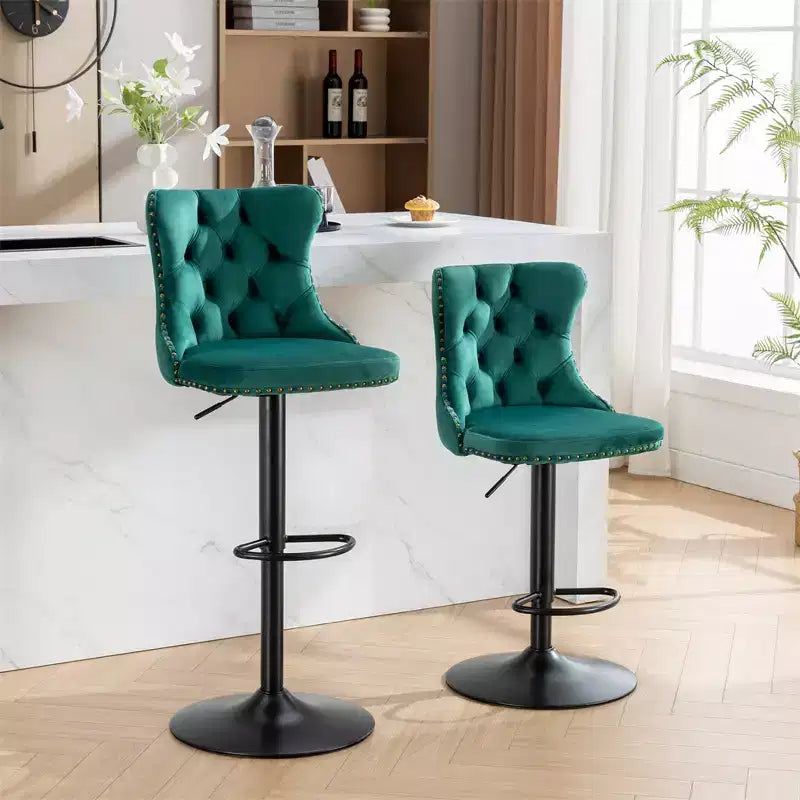 Bar Stools Set of 2, Upholstered 360 Swivel Bar Chairs, Modern Bar Stools with Back, 25-33 Adjustable Height Stool