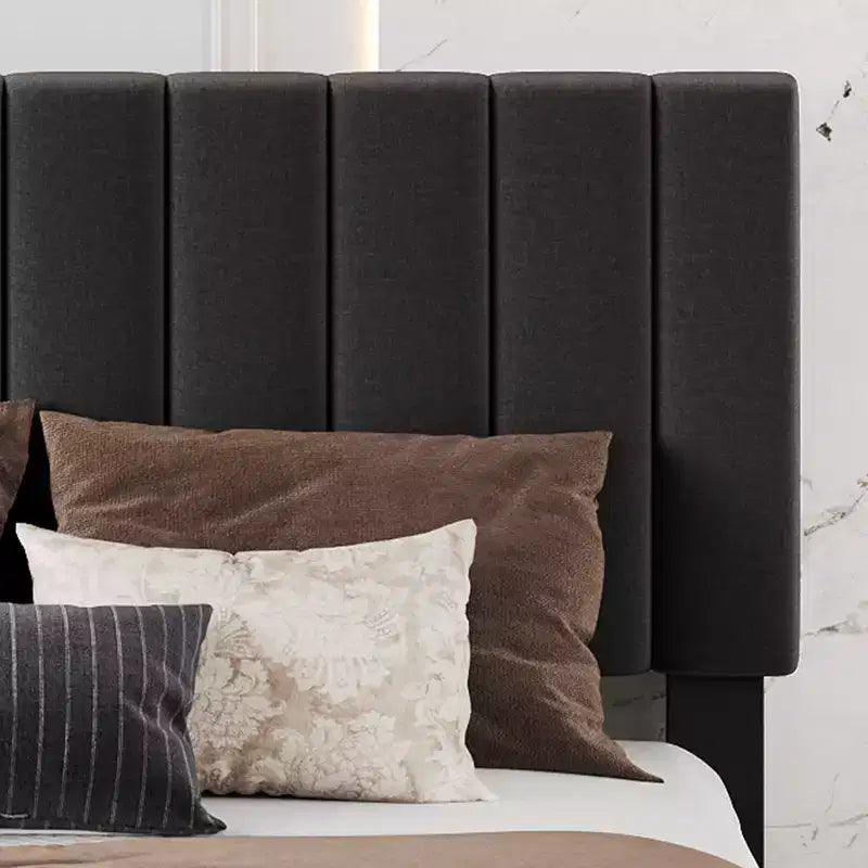 COZONY Bed Frame with 4 Storage Drawers, Adjustable Height Headboard, Linen Upholstered Platform Bed, No Box Spring Needed, Easy Assembly
