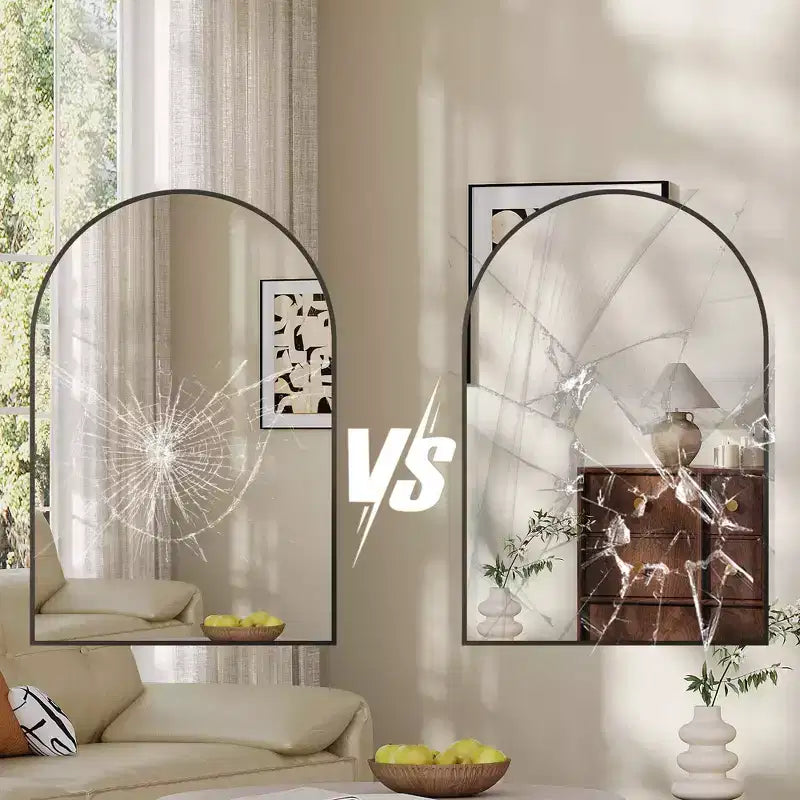 Modern Bathroom Wall Mounted Vanity Mirror with Arch Metal Framefor Bedroom and Living Room
