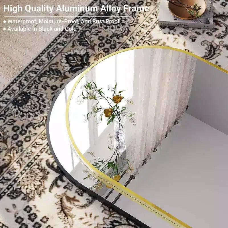 Modern Bathroom Wall Mounted Vanity Mirror with Arch Metal Framefor Bedroom and Living Room