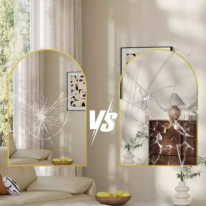 Modern Bathroom Wall Mounted Vanity Mirror with Arch Metal Framefor Bedroom and Living Room