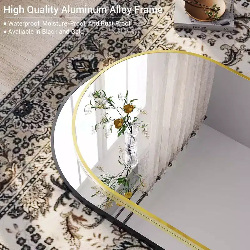 Modern Bathroom Wall Mounted Vanity Mirror with Arch Metal Framefor Bedroom and Living Room
