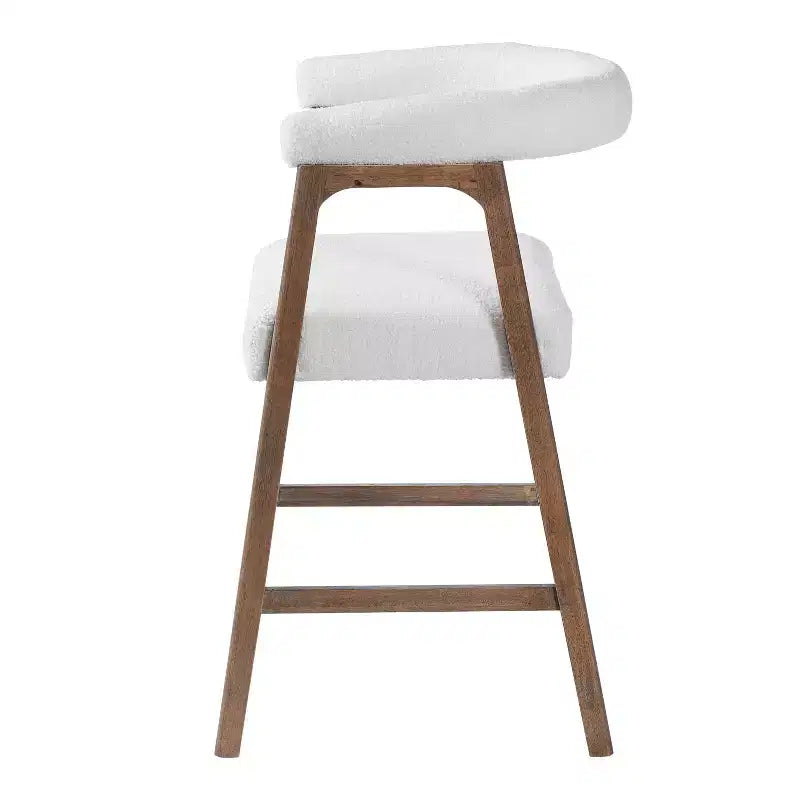 Christopher Knight Home Amara Modern Rubberwood Upholstered Counter Stools with Curved Backrest (Set of 2)
