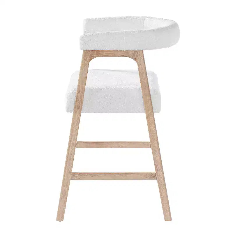 Christopher Knight Home Amara Modern Rubberwood Upholstered Counter Stools with Curved Backrest (Set of 2)