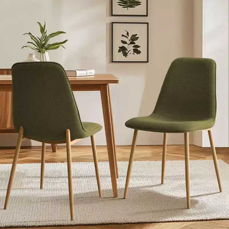 Modern Upholstered Dining Chairs Set of 2, Fabric Padded Kitchen Chairs with Wood-Grain Metal Legs for Kitchen or Dining Room - Panipeachy