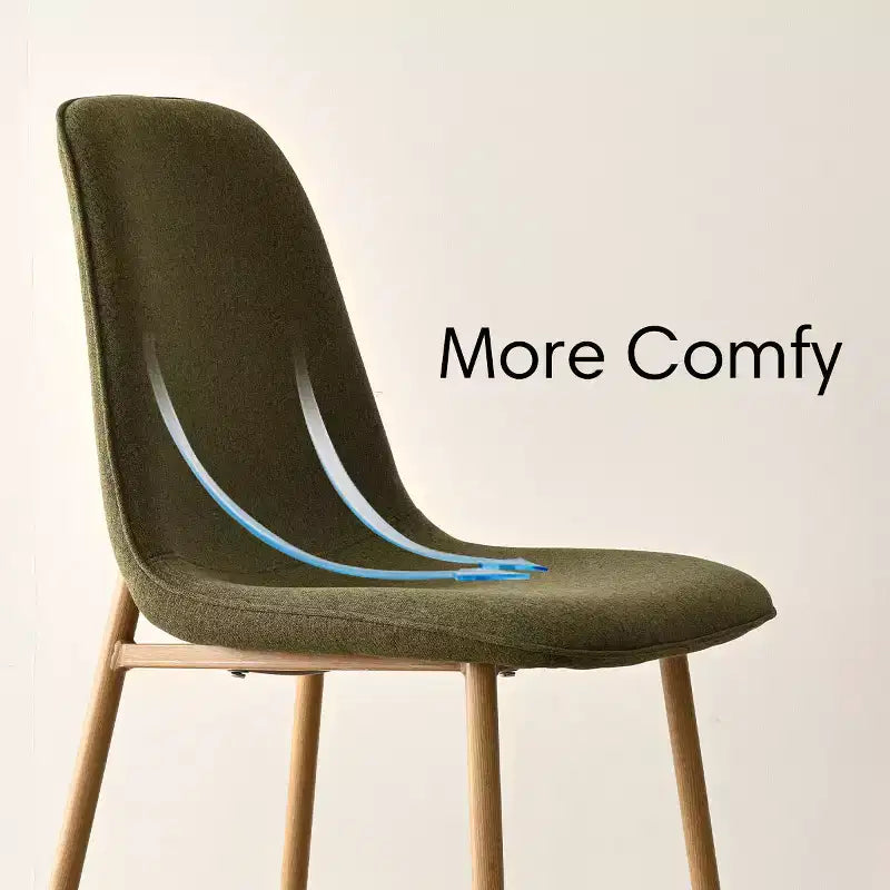 Modern Upholstered Dining Chairs Set of 2, Fabric Padded Kitchen Chairs with Wood-Grain Metal Legs for Kitchen or Dining Room - Panipeachy