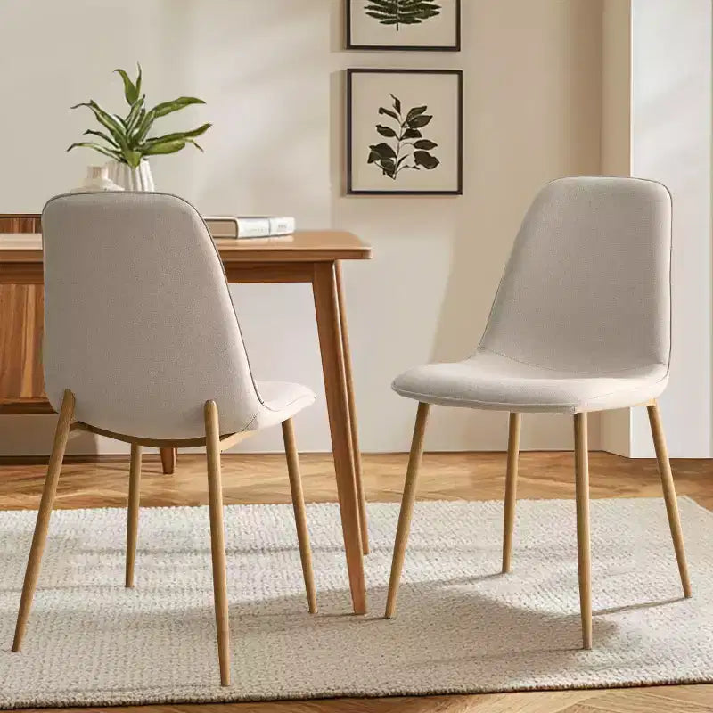 Modern Upholstered Dining Chairs Set of 2, Fabric Padded Kitchen Chairs with Wood-Grain Metal Legs for Kitchen or Dining Room - Panipeachy