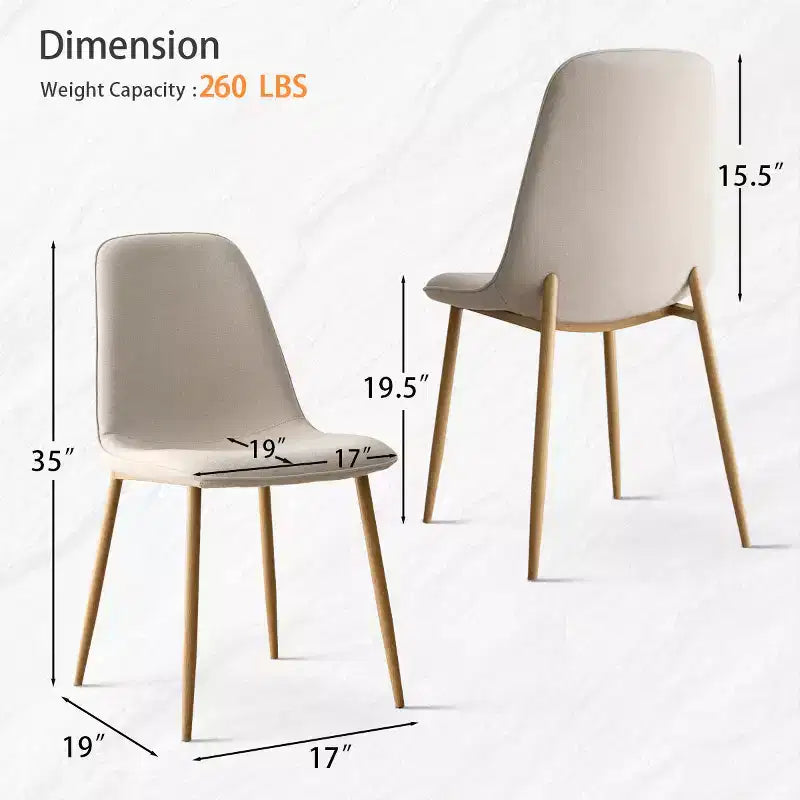 Modern Upholstered Dining Chairs Set of 2, Fabric Padded Kitchen Chairs with Wood-Grain Metal Legs for Kitchen or Dining Room - Panipeachy