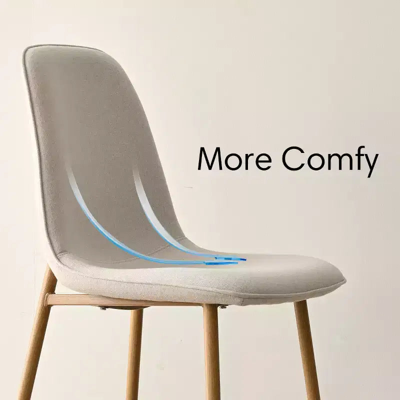 Modern Upholstered Dining Chairs Set of 2, Fabric Padded Kitchen Chairs with Wood-Grain Metal Legs for Kitchen or Dining Room - Panipeachy