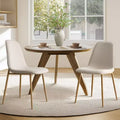 Modern Upholstered Dining Chairs Set of 2, Fabric Padded Kitchen Chairs with Wood-Grain Metal Legs for Kitchen or Dining Room - Panipeachy