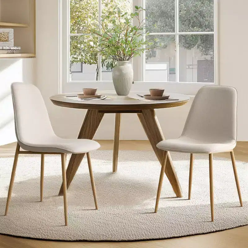 Modern Upholstered Dining Chairs Set of 2, Fabric Padded Kitchen Chairs with Wood-Grain Metal Legs for Kitchen or Dining Room - Panipeachy