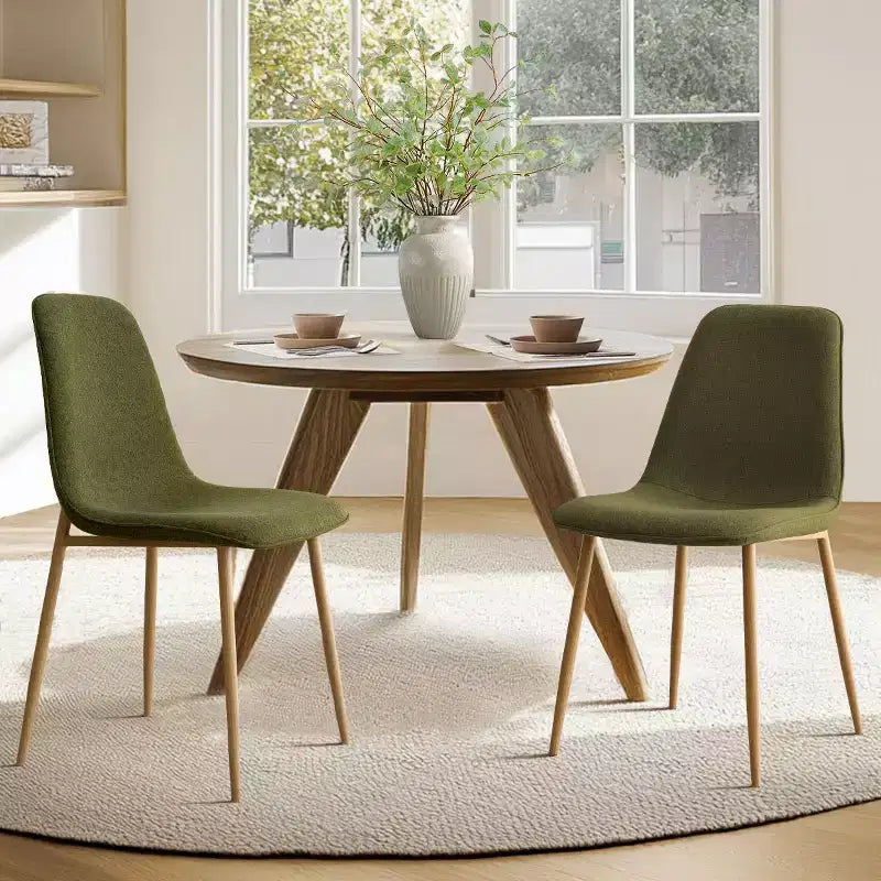Modern Upholstered Dining Chairs Set of 2, Fabric Padded Kitchen Chairs with Wood-Grain Metal Legs for Kitchen or Dining Room - Panipeachy