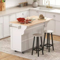 Rolling Kitchen Island Cart with Drop Leaf, Kitchen Cart on Wheels with Wood Top, 2 Drawers and 2 Storage Cabinets, Island Table for Kitchen
