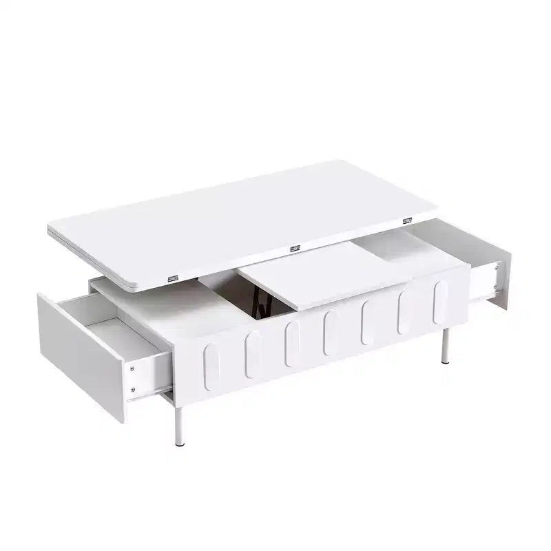 Extendable Coffee Table with Lift Top, Modern Center Table with Extend Hidden Storage and Drawers for Living Room