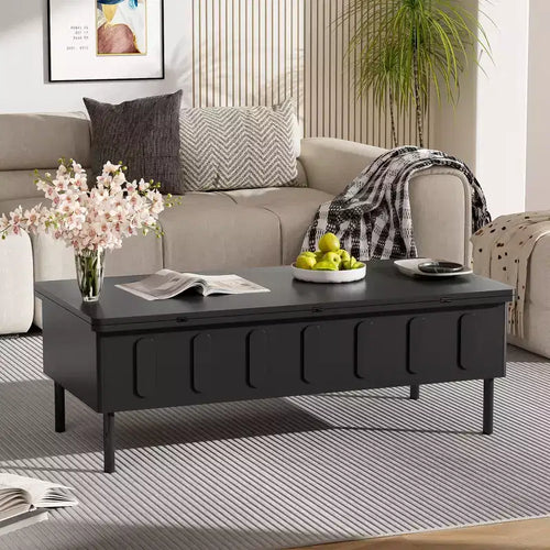 Extendable Coffee Table with Lift Top, Modern Center Table with Extend Hidden Storage and Drawers for Living Room