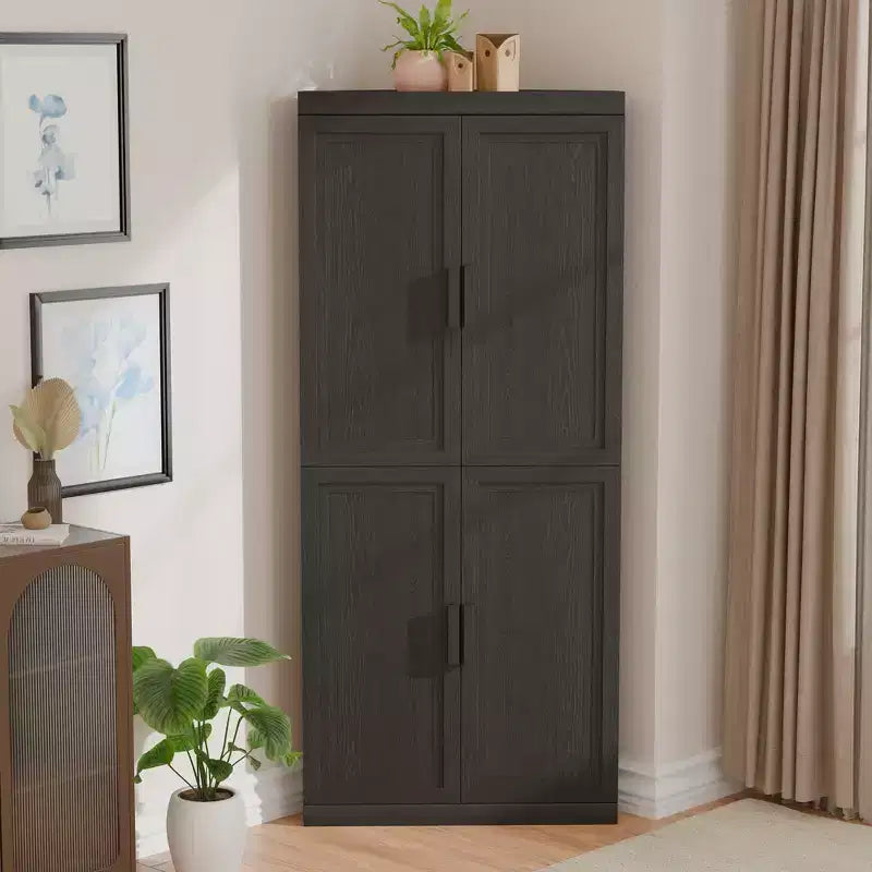 MAYEERTY Modern 4 Doors Utility Storage Cabinets Efficient Storage for Living Room Dining Room Bedroom Black 2 Piece