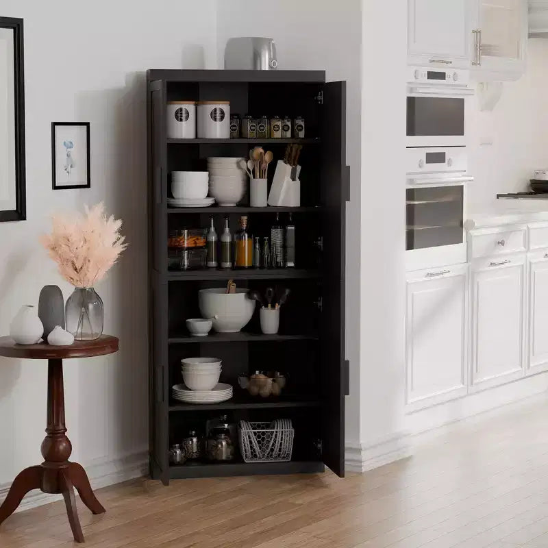 MAYEERTY Modern 4 Doors Utility Storage Cabinets Efficient Storage for Living Room Dining Room Bedroom Black 2 Piece