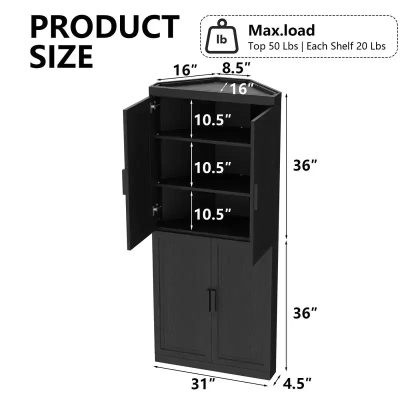 MAYEERTY Modern 4 Doors Utility Storage Cabinets Efficient Storage for Living Room Dining Room Bedroom Black 2 Piece
