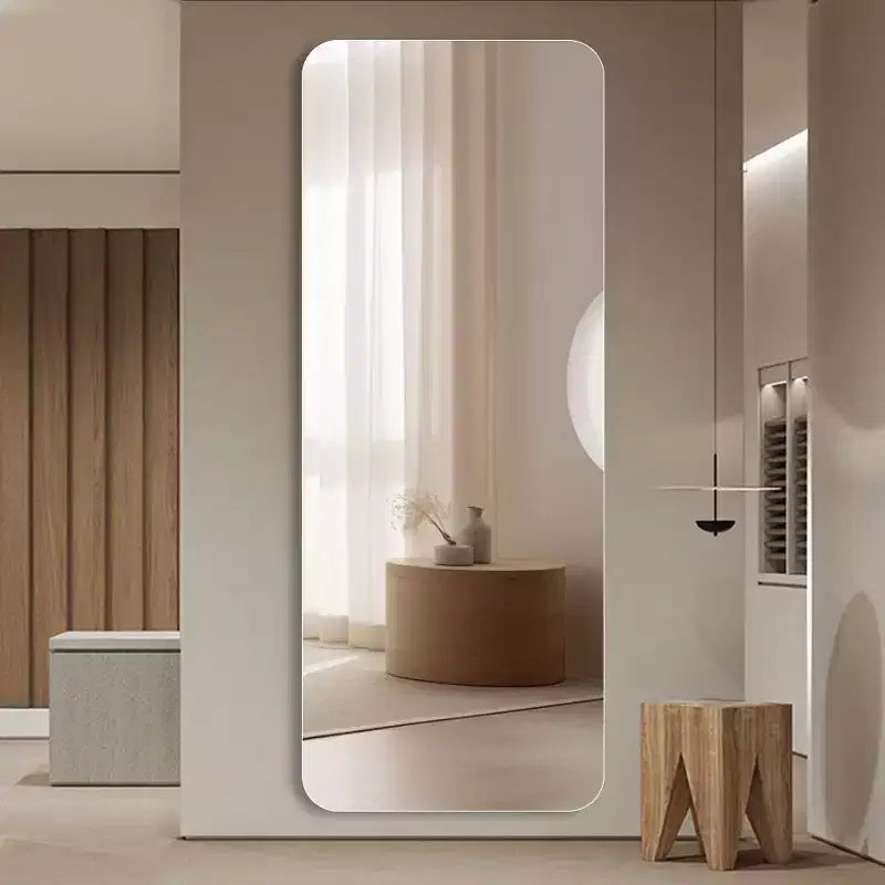 56 x 15 Inch Clear Round Corner Full Length Wall Mirror for Living Room Bedroom Cloakroom Wall Hanging with Hanging Hole