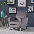 Christopher Knight Home Brightwood Modern Press-Back Recliner Gray : Upholstered Accent Chair, Steel Legs, Wood Frame