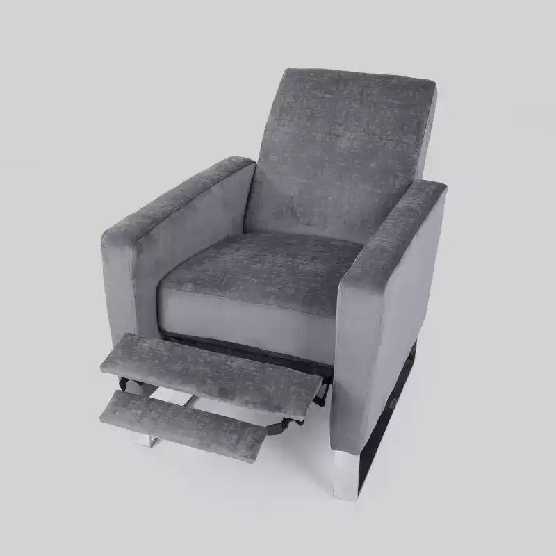 Christopher Knight Home Brightwood Modern Press-Back Recliner Gray : Upholstered Accent Chair, Steel Legs, Wood Frame