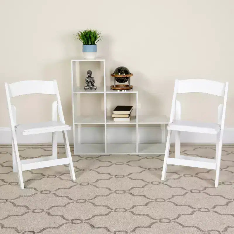 Emma and Oliver 2 Pack Wedding Party Event Wood Folding Chair with Vinyl Padded Seat