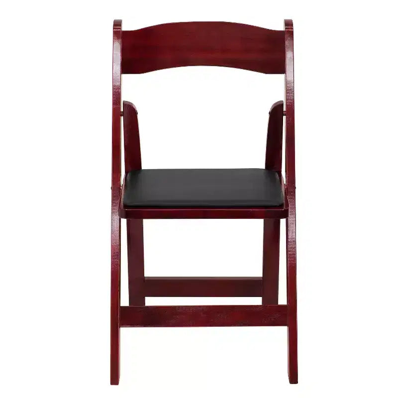 Emma and Oliver 2 Pack Wedding Party Event Wood Folding Chair with Vinyl Padded Seat