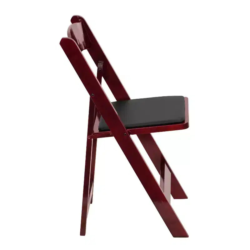 Emma and Oliver 2 Pack Wedding Party Event Wood Folding Chair with Vinyl Padded Seat