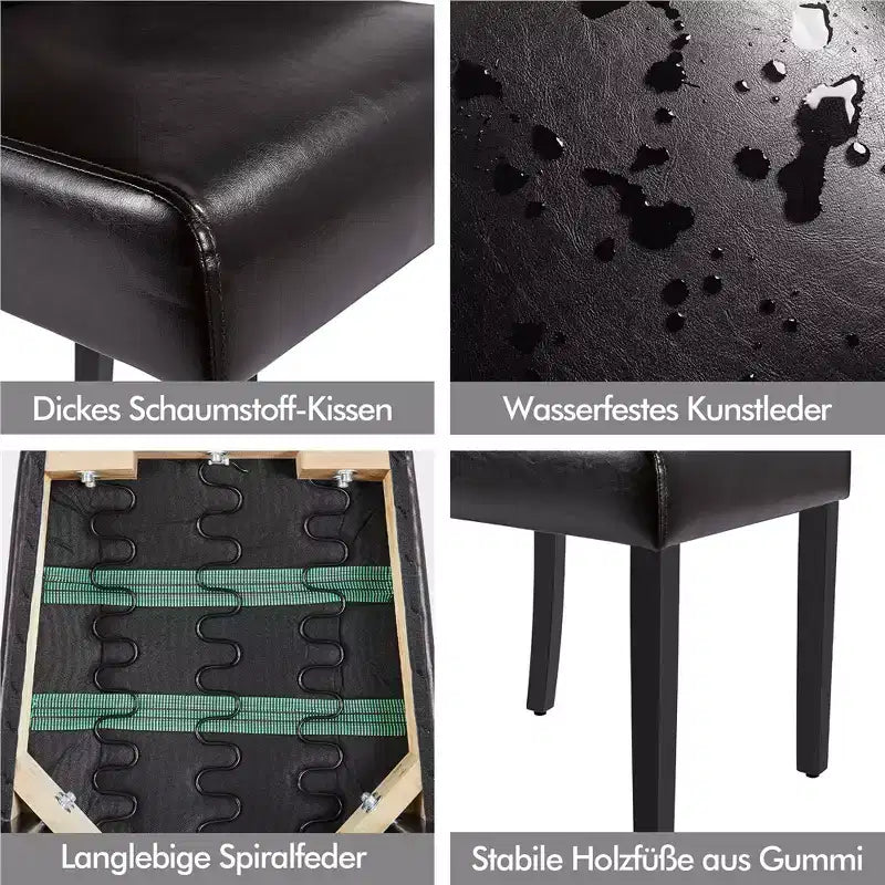 Yaheetech 2pcs Button Padded Dining Chair with Solid Wood Legs