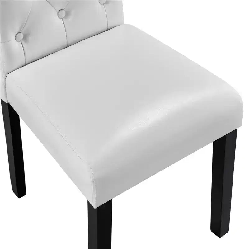 Yaheetech 2pcs Button Padded Dining Chair with Solid Wood Legs