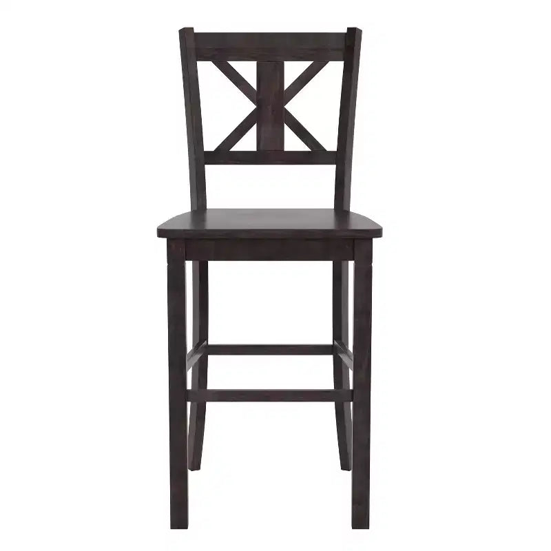 Merrick Lane Set of Two Solid Wood Modern Farmhouse Dining Stool
