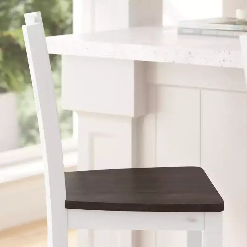 Merrick Lane Set of Two Solid Wood Modern Farmhouse Dining Stool