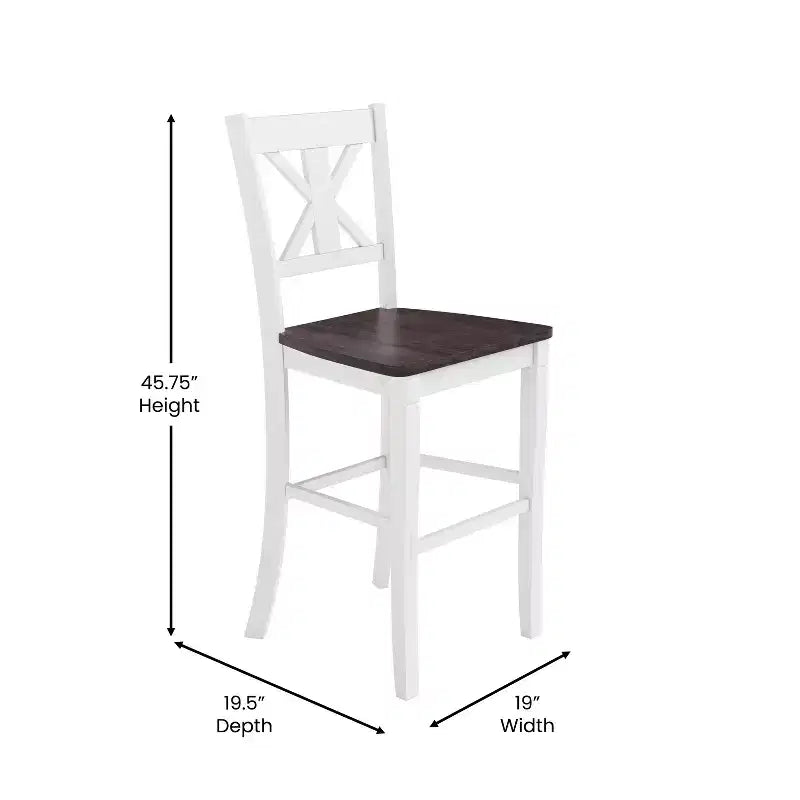 Merrick Lane Set of Two Solid Wood Modern Farmhouse Dining Stool