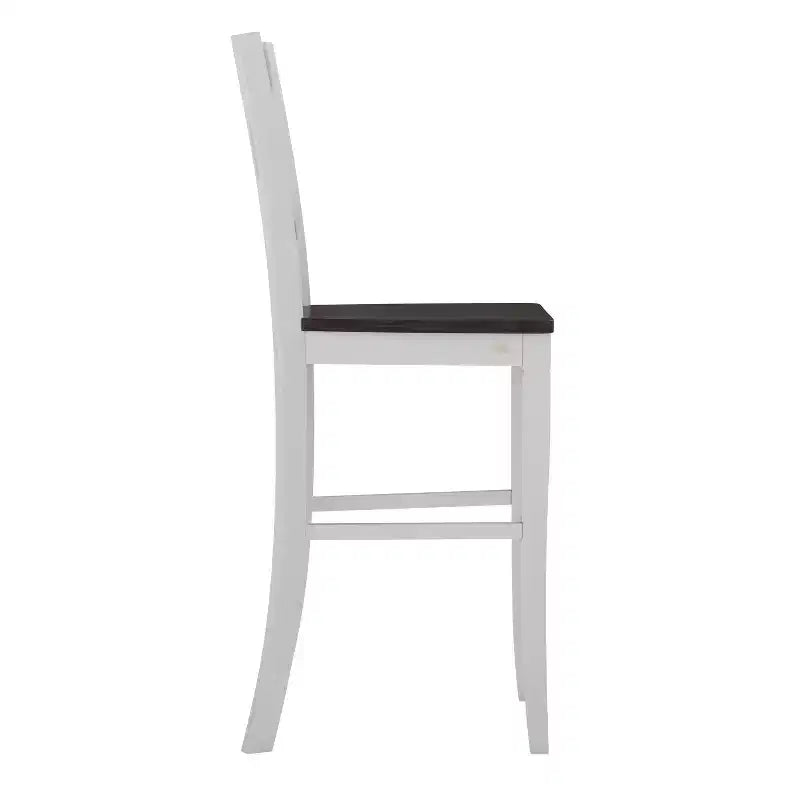 Merrick Lane Set of Two Solid Wood Modern Farmhouse Dining Stool