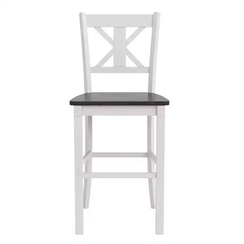 Merrick Lane Set of Two Solid Wood Modern Farmhouse Dining Stool