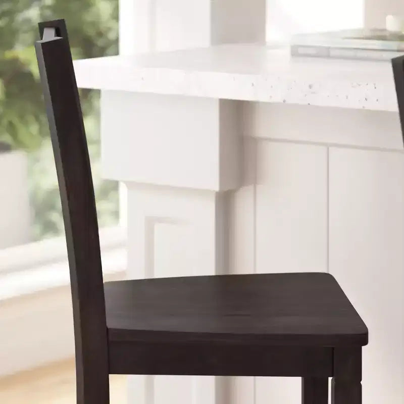 Merrick Lane Set of Two Solid Wood Modern Farmhouse Dining Stool