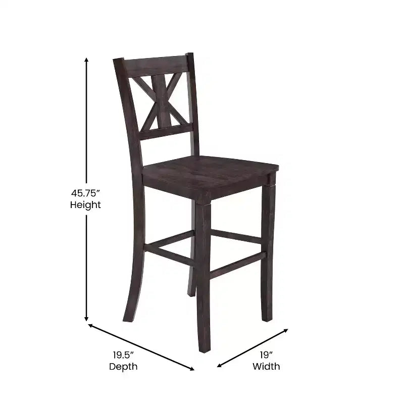 Merrick Lane Set of Two Solid Wood Modern Farmhouse Dining Stool