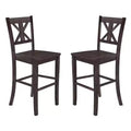 Merrick Lane Set of Two Solid Wood Modern Farmhouse Dining Stool